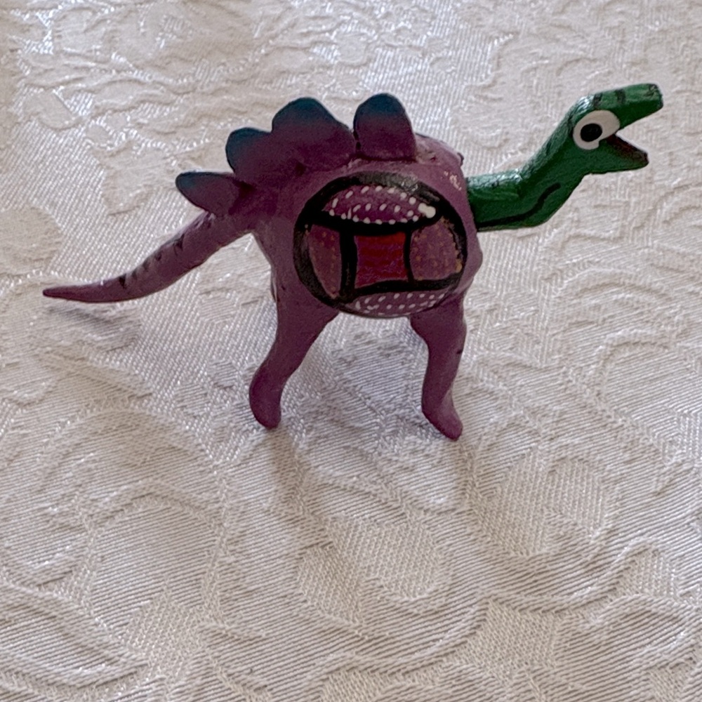 Handmade Mexican Wooden Purple Lilac Dinosaur